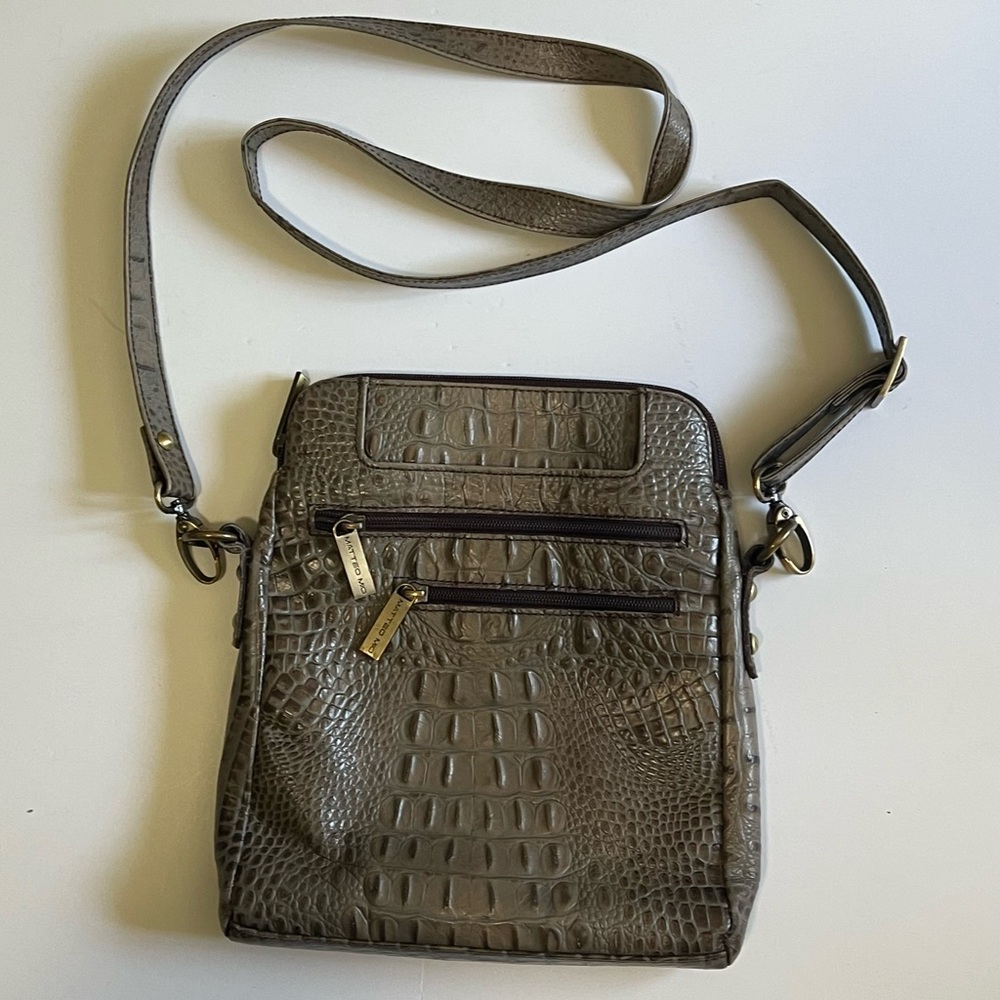 Matteo Mio Crocodile-Embossed Crossbody Bag